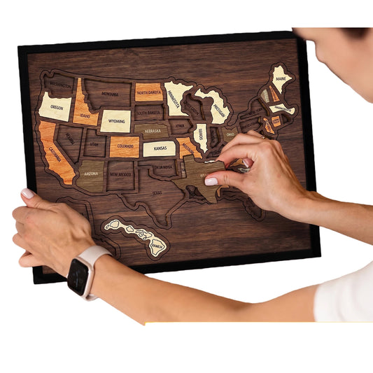 Wooden Travel Puzzle of the United States – 250th Anniversary Commemorative Gift