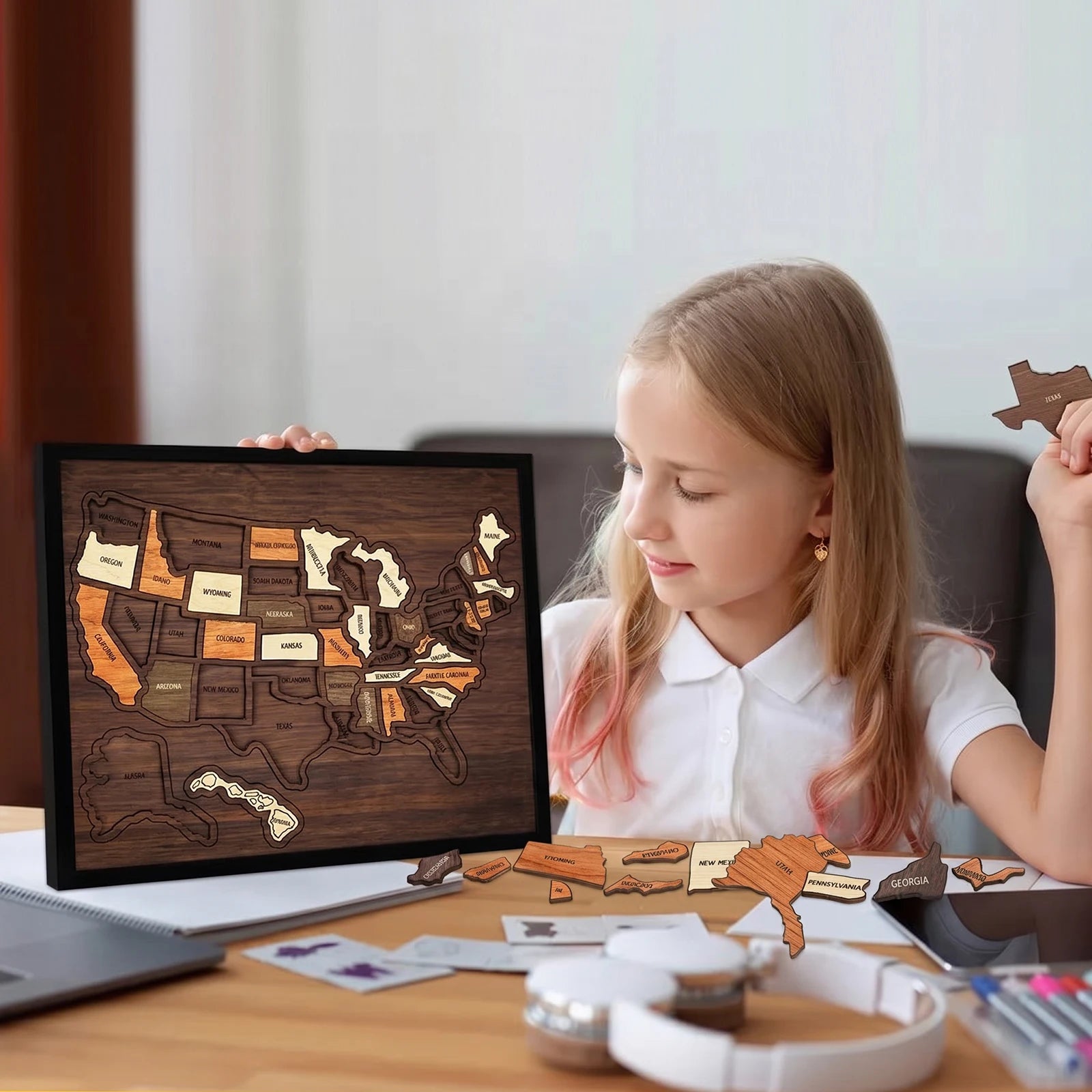 Wooden Travel Puzzle of the United States – 250th Anniversary Commemorative Gift